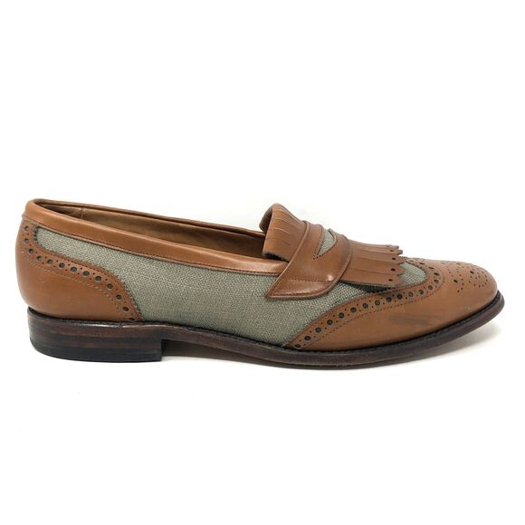 Allen Edmonds Wakefield Loafers Mens Size 9 D VTG Linen Leather Kiltie Classics - Picture 11 of 15